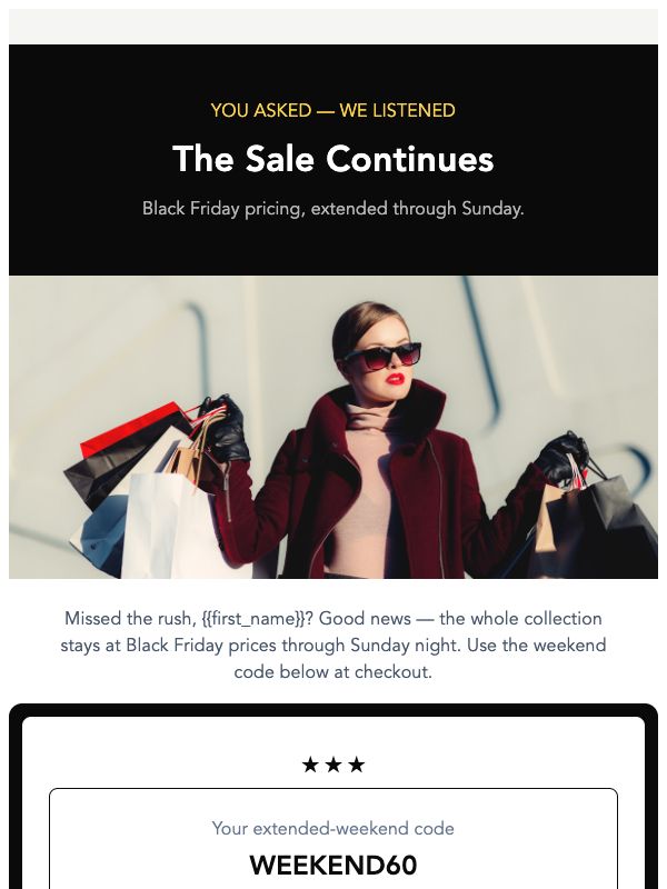 Black Friday Extended email template preview