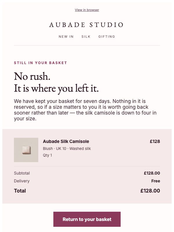 Cart Rescue — Elegant Abandoned Basket email template preview