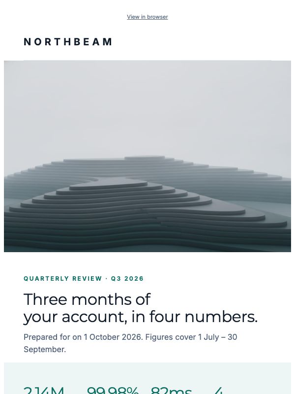 Metrics That Matter — Quarterly Customer Report email template preview