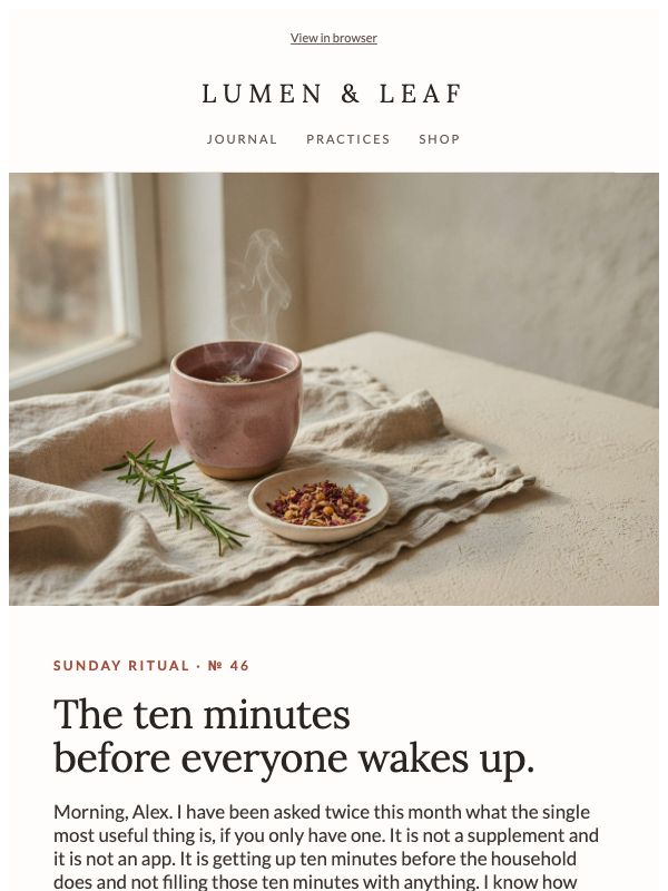 Sunday Ritual — Wellness Newsletter email template preview