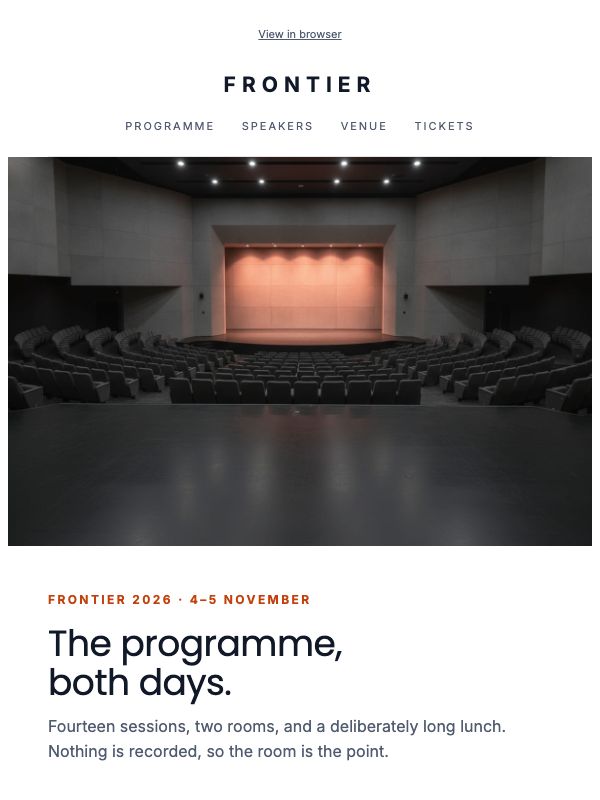 The Agenda — Conference Schedule & Speakers email template preview