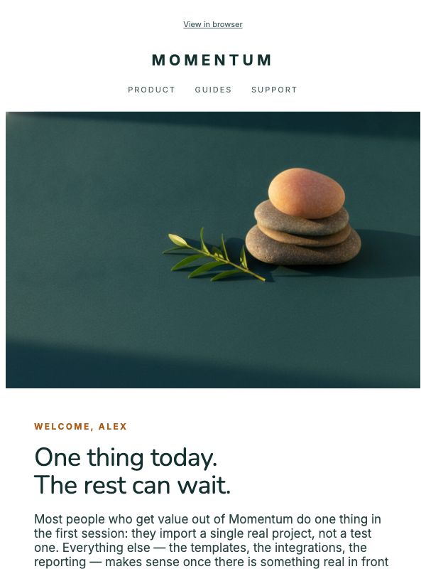 Welcome to Momentum — SaaS Onboarding Welcome email template preview