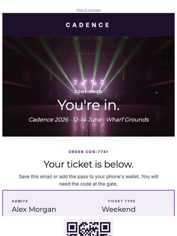You're In — Event Registration Confirmation email template preview